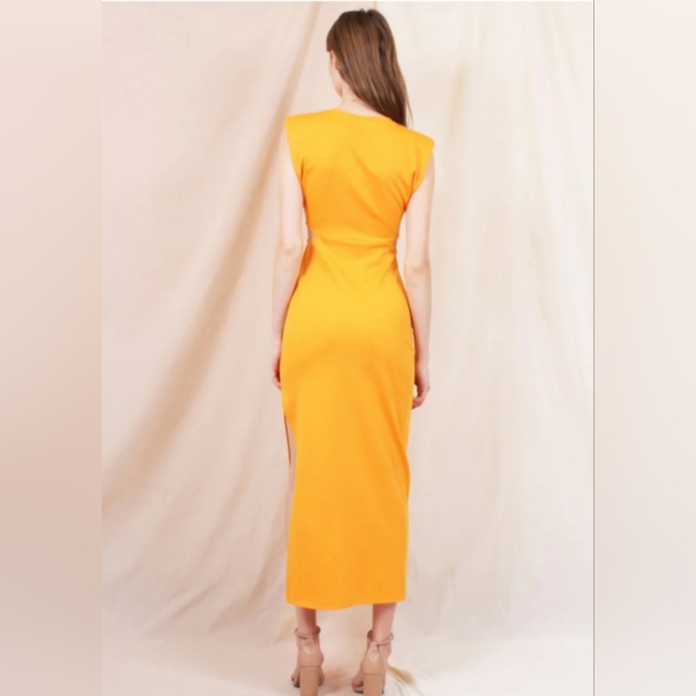 Sleeeveless women orange midi dress - Picture 4 of 7